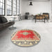 Round Traditional Brown Medallion Rug in a Office, tr1068