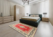 Traditional Brown Medallion Rug in a Bedroom, tr1068