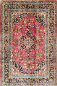 Machine Washable Traditional Brown Red Rug, wshtr1069