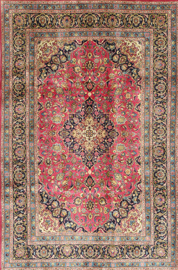 Machine Washable Traditional Brown Red Rug, wshtr1069