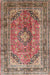 Machine Washable Traditional Brown Red Rug, wshtr1069