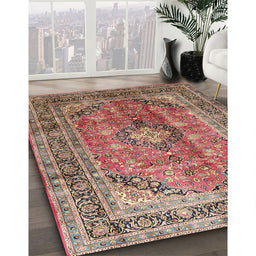 Machine Washable Traditional Brown Red Rug in a Family Room, wshtr1069