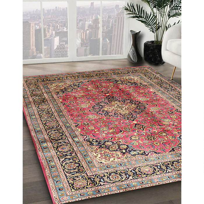 Machine Washable Traditional Brown Red Rug in a Family Room, wshtr1069