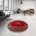 Round Machine Washable Traditional Sienna Brown Rug in a Office, wshtr106