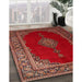 Traditional Sienna Brown Medallion Rug in Family Room, tr106