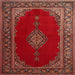 Square Traditional Sienna Brown Medallion Rug, tr106