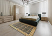 Machine Washable Traditional Metallic Gold Rug in a Bedroom, wshtr1070