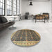 Round Machine Washable Traditional Metallic Gold Rug in a Office, wshtr1070