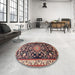 Round Traditional Red Animal Rug in a Office, tr1071