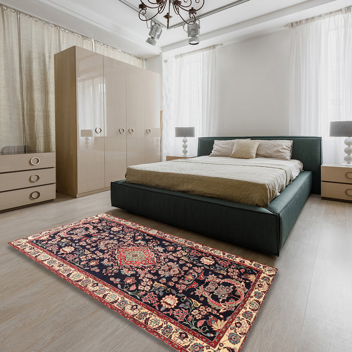 Traditional Red Animal Rug in a Bedroom, tr1071