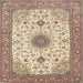 Square Traditional Sienna Brown Medallion Rug, tr1072