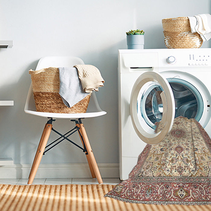 Machine Washable Traditional Sienna Brown Rug in a Washing Machine, wshtr1072