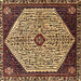 Square Traditional Metallic Gold Persian Rug, tr1073