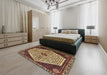 Traditional Metallic Gold Persian Rug in a Bedroom, tr1073