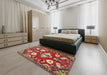 Machine Washable Traditional Orange Brown Rug in a Bedroom, wshtr1074