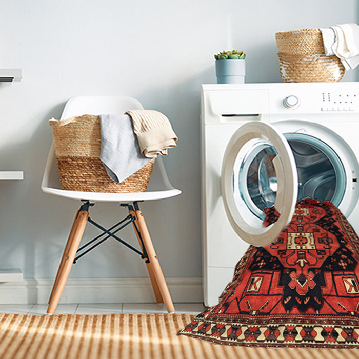 Machine Washable Traditional Sienna Brown Rug in a Washing Machine, wshtr1075