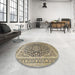 Round Traditional Brown Medallion Rug in a Office, tr1076