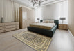 Traditional Brown Medallion Rug in a Bedroom, tr1076