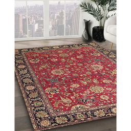 Machine Washable Traditional Orange Salmon Pink Rug in a Family Room, wshtr1078