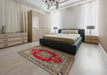 Machine Washable Traditional Saffron Red Rug in a Bedroom, wshtr1079