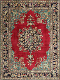 Machine Washable Traditional Saffron Red Rug, wshtr1079