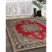 Traditional Saffron Red Medallion Rug in Family Room, tr1079