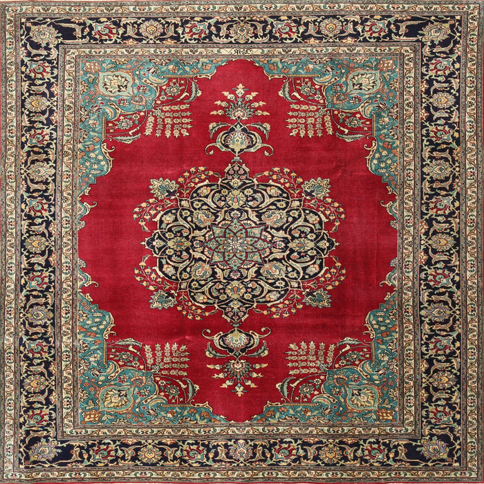 Square Traditional Saffron Red Medallion Rug, tr1079