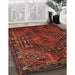 Traditional Dark Sienna Brown Persian Rug in Family Room, tr107