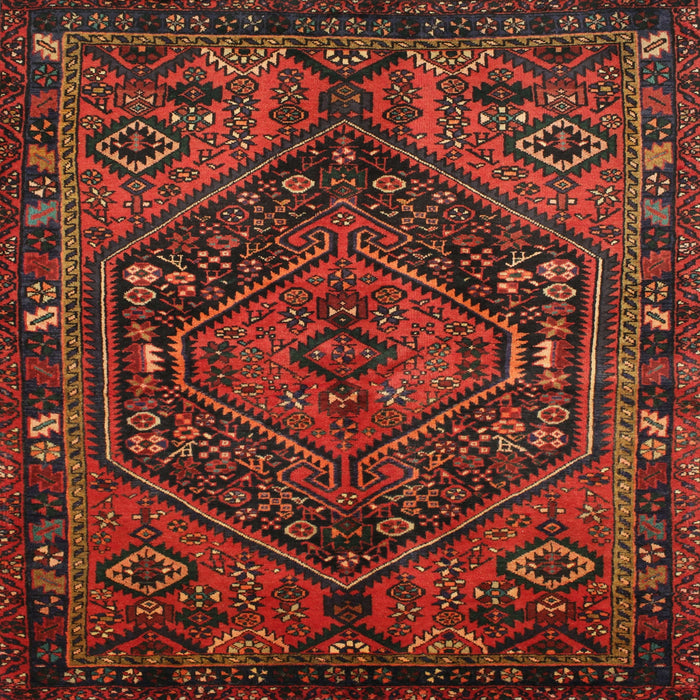Square Traditional Dark Sienna Brown Persian Rug, tr107