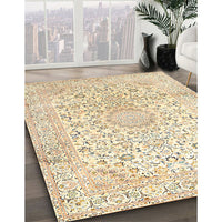 Traditional Golden Blonde Gold Medallion Rug, tr1080