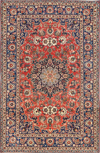 Machine Washable Traditional Brown Red Rug, wshtr1083