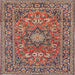 Square Traditional Brown Red Medallion Rug, tr1083