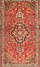 Machine Washable Traditional Red Rug, wshtr1086