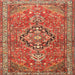 Round Machine Washable Traditional Red Rug, wshtr1086