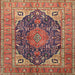 Square Traditional Fire Brick Red Medallion Rug, tr1089