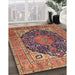 Traditional Fire Brick Red Medallion Rug in Family Room, tr1089