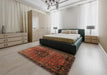 Traditional Saffron Red Persian Rug in a Bedroom, tr108