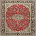 Round Machine Washable Traditional Vermilion Red Rug, wshtr1092