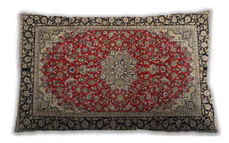 Traditional Classic Rectangular Vermilion Red Lumbar Throw Pillow, 13 inch by 19 inch, lbtr1092