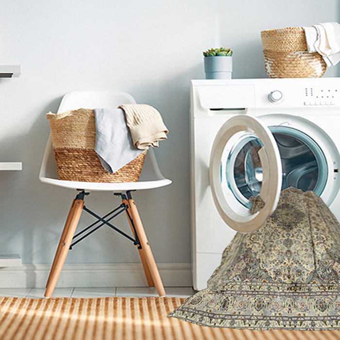 Machine Washable Traditional Brown Rug in a Washing Machine, wshtr1093