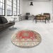 Round Machine Washable Traditional Brown Rug in a Office, wshtr1094