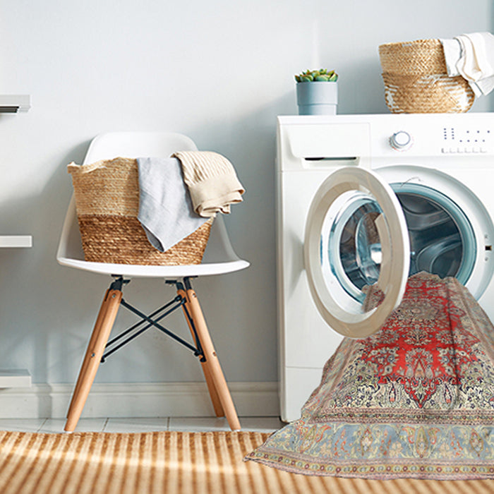 Machine Washable Traditional Brown Rug in a Washing Machine, wshtr1094