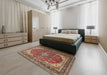 Machine Washable Traditional Saffron Red Rug in a Bedroom, wshtr1096