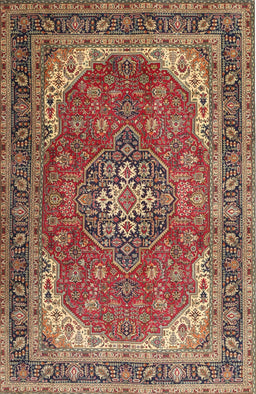 Machine Washable Traditional Saffron Red Rug, wshtr1096