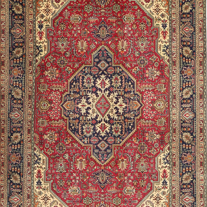 Machine Washable Traditional Saffron Red Rug, wshtr1096
