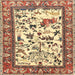 Square Traditional Brown Gold Animal Rug, tr1097