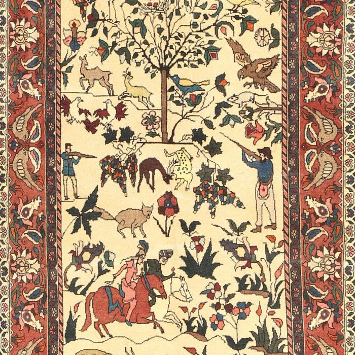 Traditional Brown Gold Animal Rug, tr1097