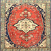 Square Traditional Fire Brick Red Medallion Rug, tr1098