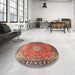 Round Traditional Camel Brown Persian Rug in a Office, tr1099