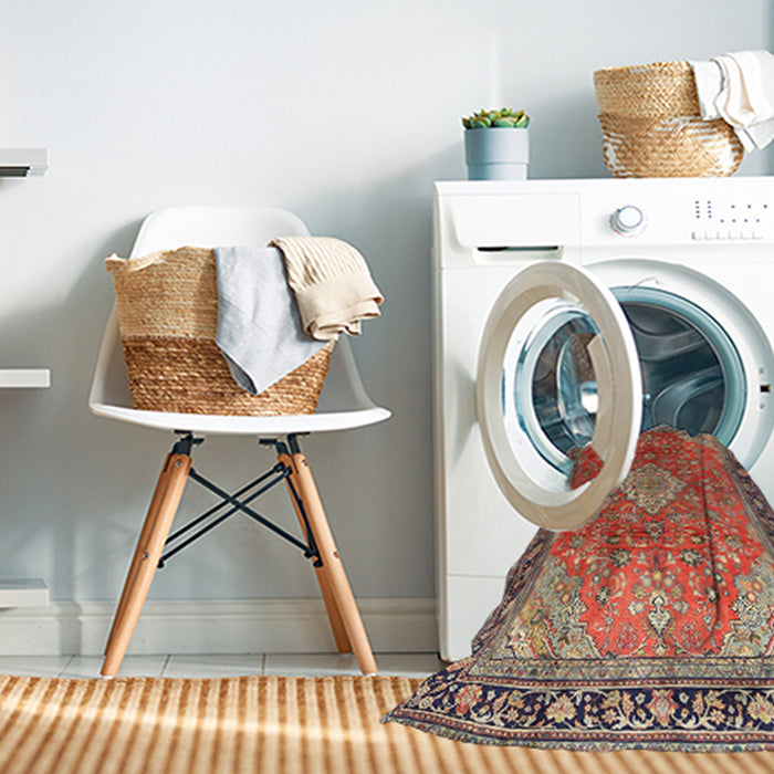 Machine Washable Traditional Camel Brown Rug in a Washing Machine, wshtr1099